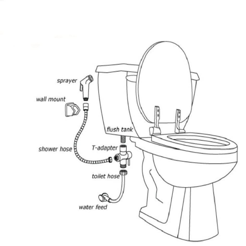 1Set ABS Chrome Handheld Toilet Bidet Sprayer Bathroom Shower Head Adapter Water Spray Hose Kit