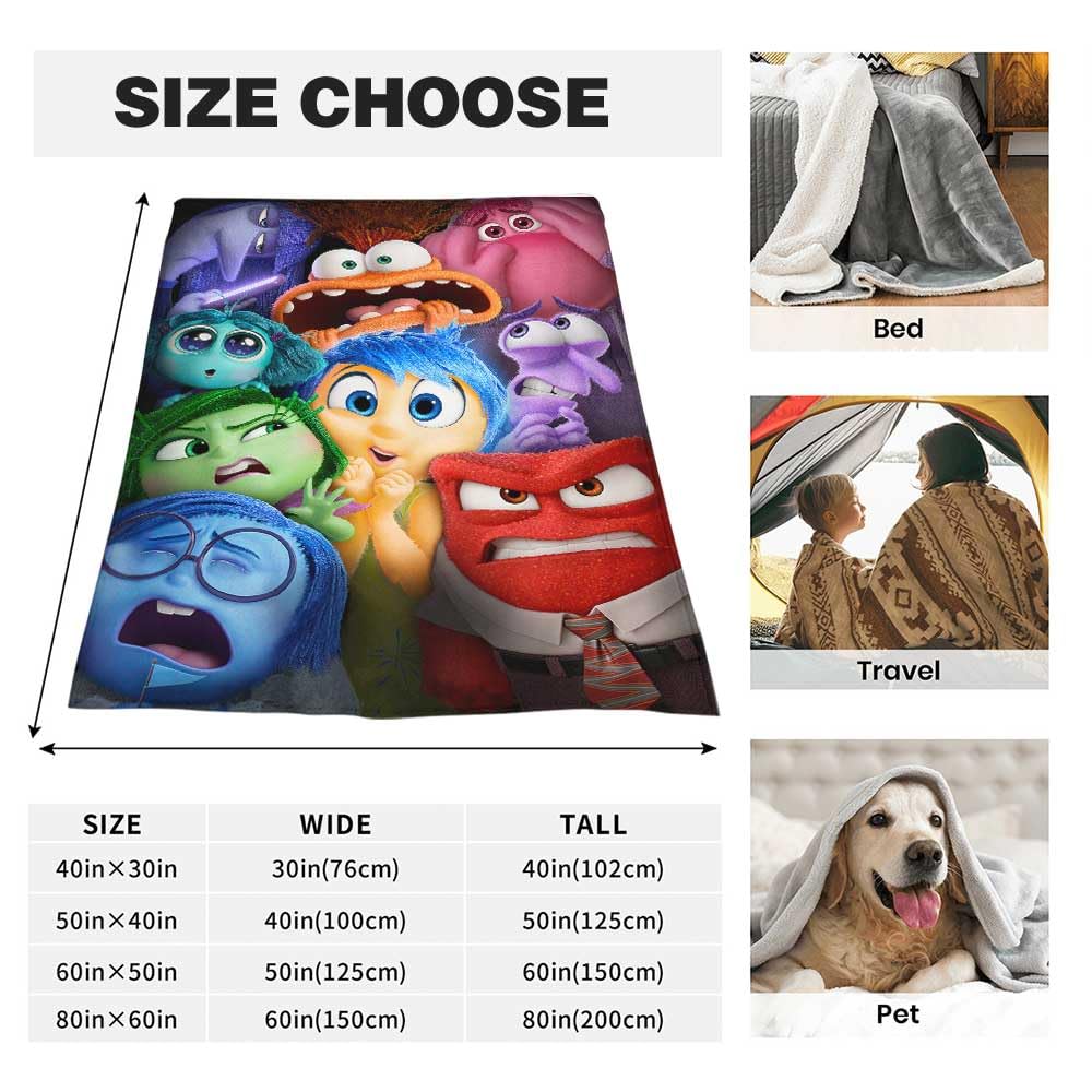 Inside Blankets Out Kids Boys Throws Blanket Soft Lightweight Plush Cozy Cartoon All Seasons Blanket Movie Gifts for Bed Sofa Emotion 40"x50"