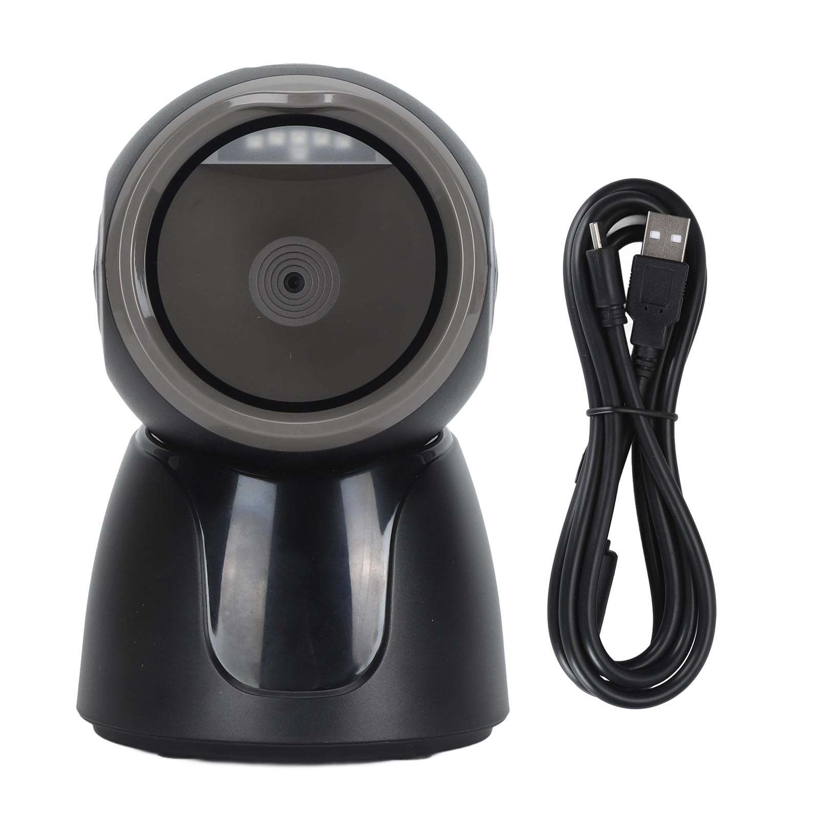 1D 2D QR Barcode Scanner, Omnidirectional HandsFree Automatic USB Barcode Reader Scanner, Cordless Wired Connection, for Banks, Warehouse, Supermarket, Retail Store