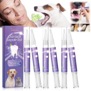 pet oral repair gel, pet oral repair gel for dogs, pet oral restoration whitening gel, pet teeth whitening pen, pet breath freshener gel for dogs, targets tartars-without brushing (6pcs)