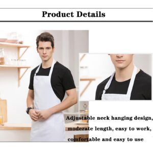 White Apron,Chef Apron For Men Women Adults Chef Costume Adjustable Kitchen Cooking Long Aprons For Women With Pockets(White)