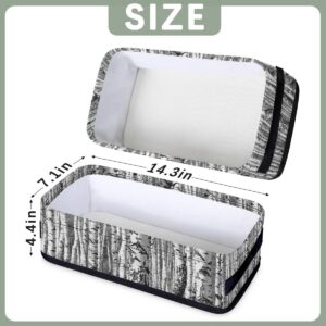 Birch Trees Bathroom Basket Small Storage Bin Fabric Toilet Paper Basket Foldable Organizer Grey Black Baskets for Bathroom Countertop Decor, 2 Pack