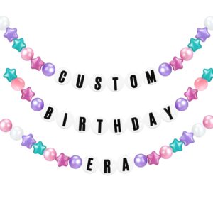 simgoing 103 pcs diy jumbo friendship bracelet birthday banner kit famous singer customizable party giant garland decor for birthday christmas diy supplies(pearlescent macaron color)