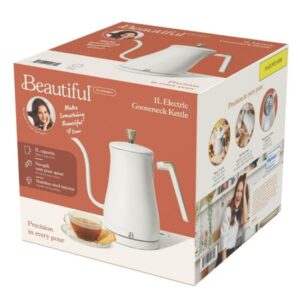 1-Liter Electric Gooseneck Kettle 1200 W, White Icing by Drew Barrymore