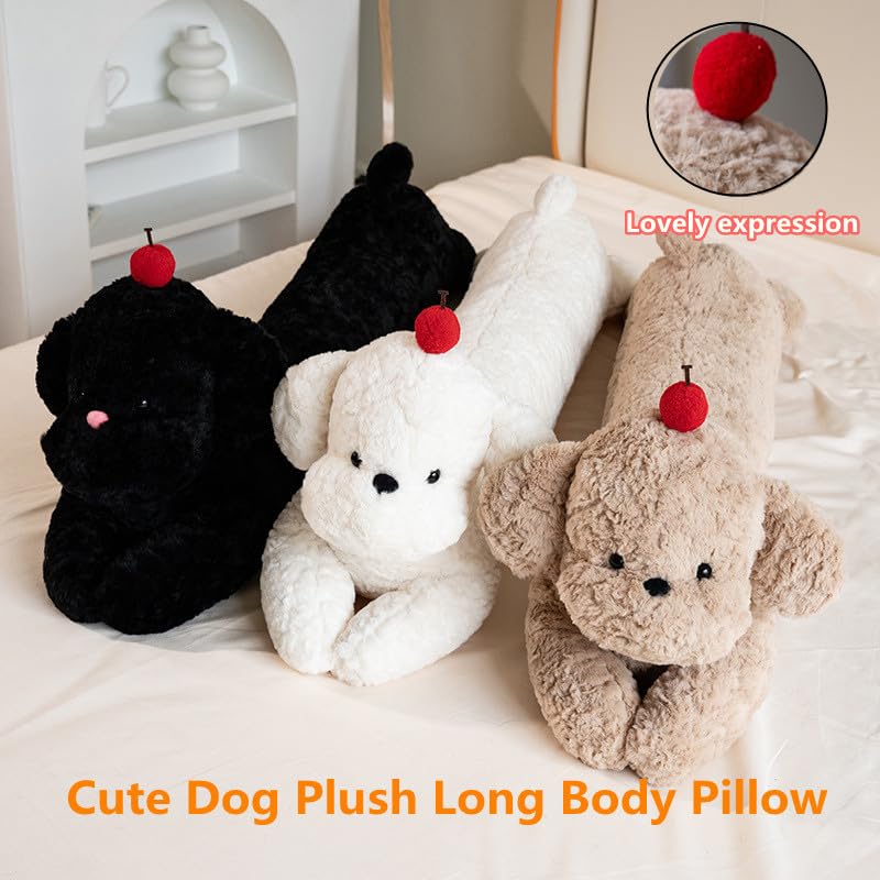 DEWSIL Long Dog Plush Pillow Soft Dog Body Pillow, 41 in Dog Stuffed Animals Plushie Hugging Long Body Throw Sleeping Pillow, Cute Teddy Dog Plsuh Toy for Boys Girls Adults (Black)