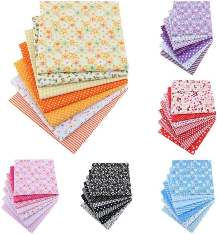 7Pcs Top Purple Cotton Craft Fabric Bundle Squares Patchwork,DIY Sewing Scrapbooking Quilting Floral Dot Pattern Craft and Hobby Fabric,Fabric Arts,Crafts and Sewing10" x 10" (25cm x 25cm)