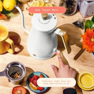 1-Liter Electric Gooseneck Kettle 1200 W, White Icing by Drew Barrymore