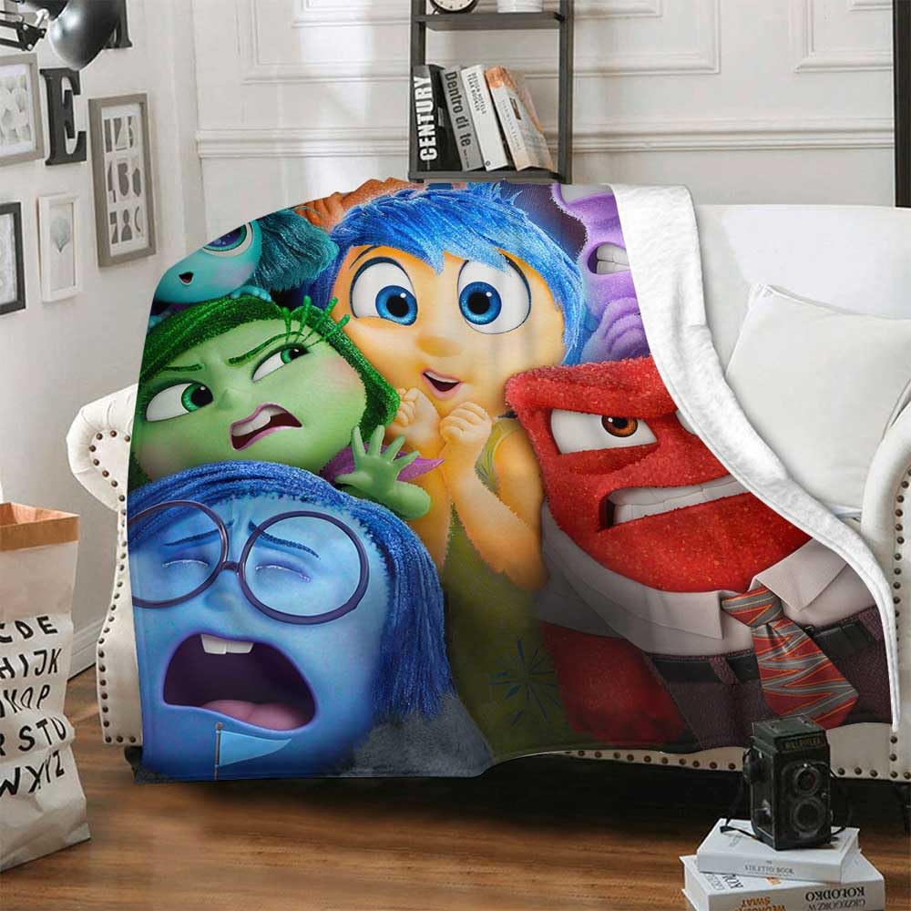 Inside Blankets Out Kids Boys Throws Blanket Soft Lightweight Plush Cozy Cartoon All Seasons Blanket Movie Gifts for Bed Sofa Emotion 40"x50"