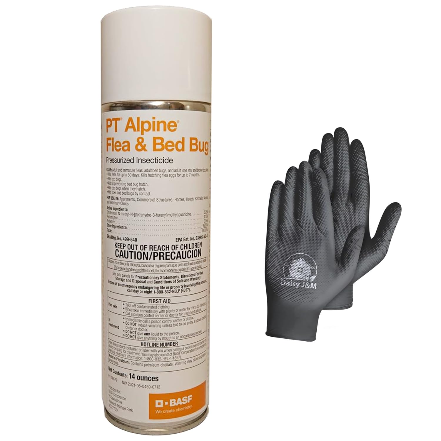 PT Alpine Flea & Bed Bug 14oz Aerosol + Disposable Gloves