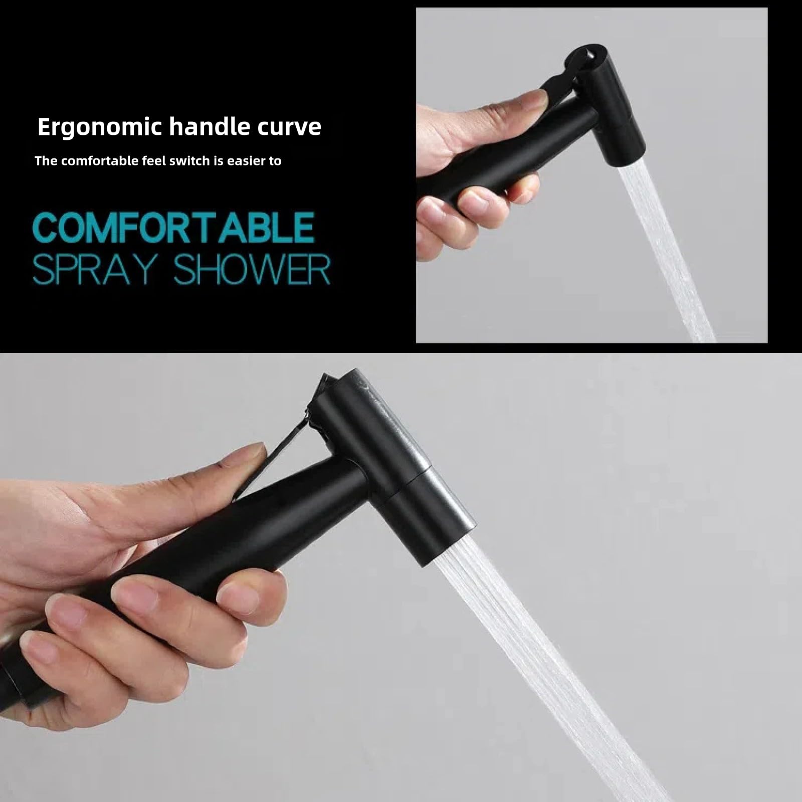 Handheld Bidet Sprayer for Toilet Handheld Sprayer Kit Bathroom Handheld Bidet Faucet Sprayer Stainless Steel Toilet Sprayer Black Bidet Set Kitchen Hand Spray Cleaning Floor