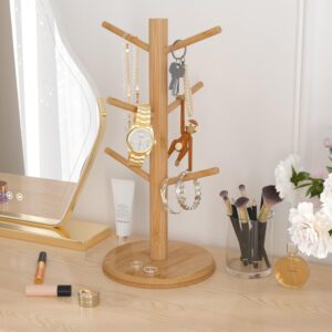 Wisuce Coffee Mug Tree Bamboo Mug Holder Coffee Cup Stand Mug Holders for Countertop Coffee Mug Rack Organizer Stand with 6 Hooks