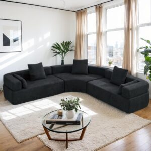 guo baitur oversized couch – curved sofa bed for living room, boucle fabric, unique design