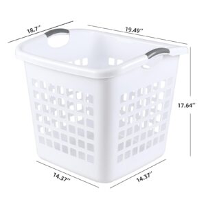 Anbers 4-Pack Large Plastic Laundry Hamper Basket, White Clothes Hamper