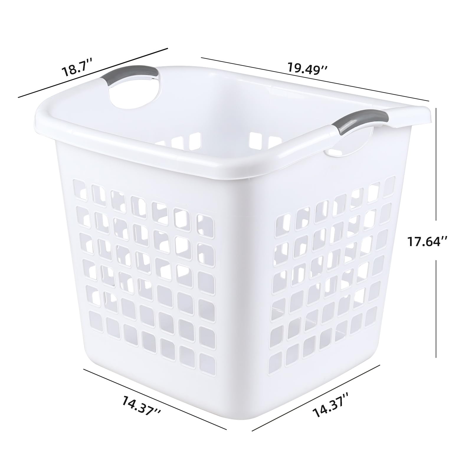 Anbers 4-Pack Large Plastic Laundry Hamper Basket, White Clothes Hamper