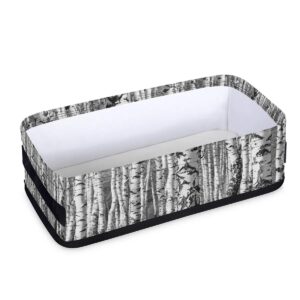 Birch Trees Bathroom Basket Small Storage Bin Fabric Toilet Paper Basket Foldable Organizer Grey Black Baskets for Bathroom Countertop Decor, 2 Pack