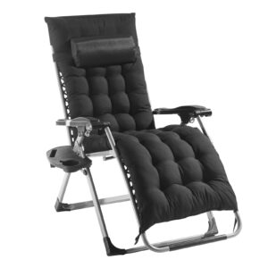 VEVOR Zero Gravity Chair, 26 inch Zero Gravity Recliner Lounge Chair for Indoor and Outdoor, Adjustable Anti Gravity Chair with Cushion, Headrest, Footrest, and Cupholder, 500 lbs, Black