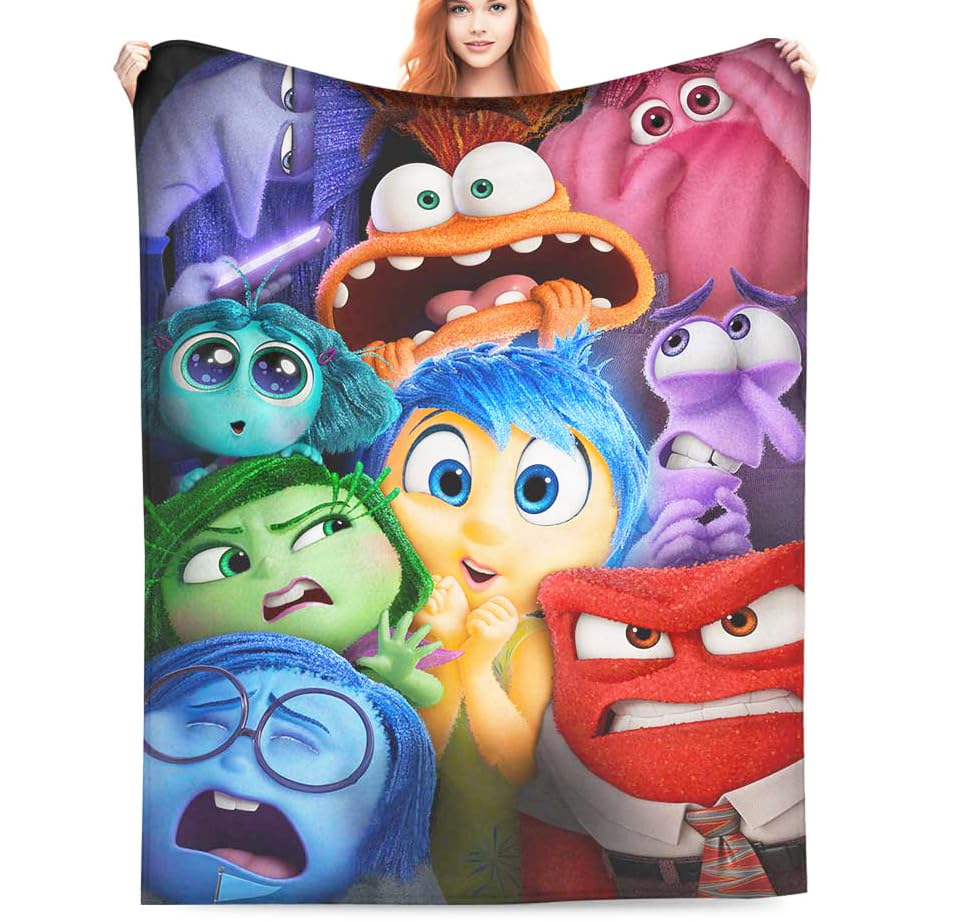 Inside Blankets Out Kids Boys Throws Blanket Soft Lightweight Plush Cozy Cartoon All Seasons Blanket Movie Gifts for Bed Sofa Emotion 40"x50"