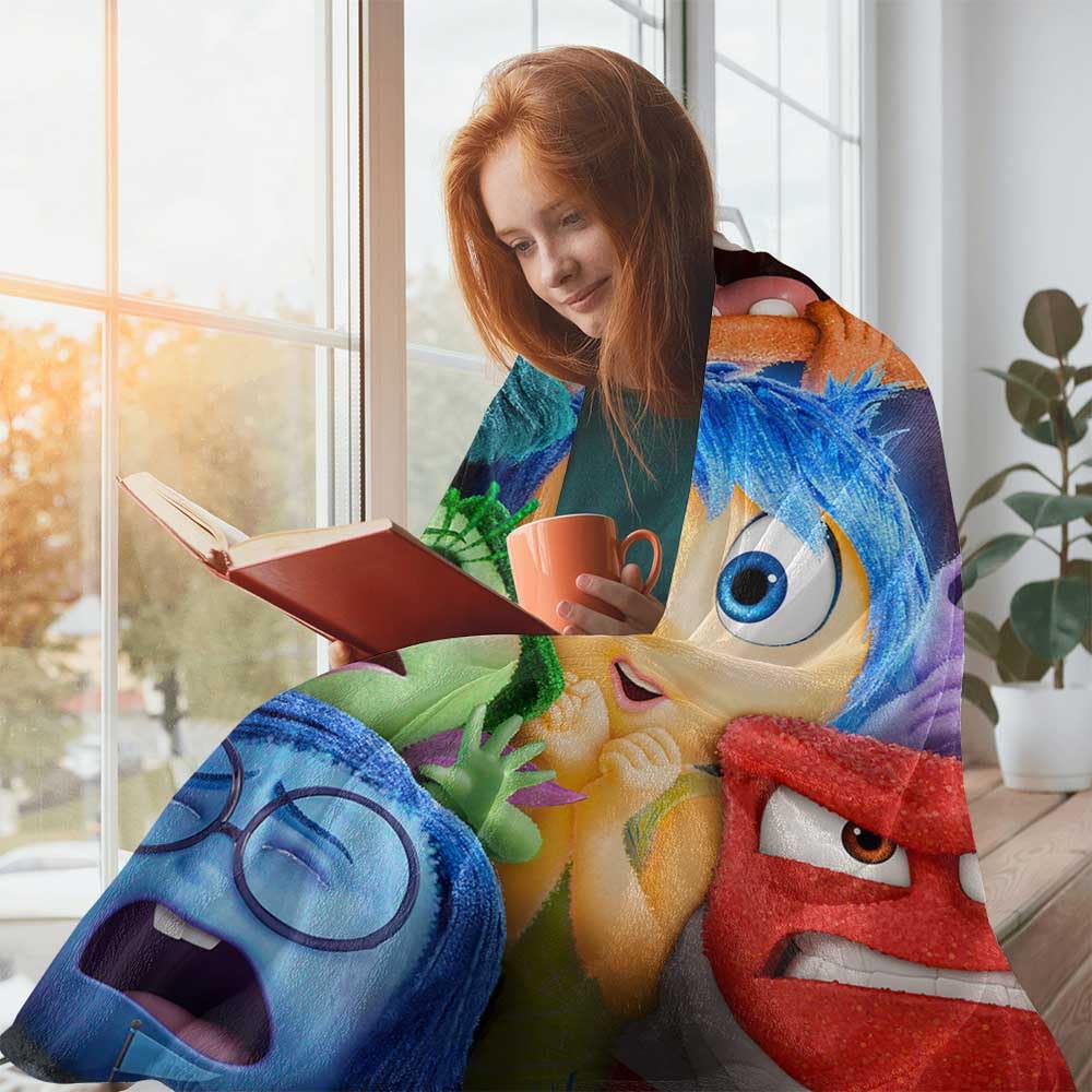 Inside Blankets Out Kids Boys Throws Blanket Soft Lightweight Plush Cozy Cartoon All Seasons Blanket Movie Gifts for Bed Sofa Emotion 40"x50"