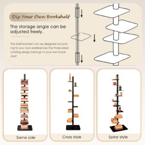 HYHTMER 9-Tier Metal Spine Bookshelf - Vertical Tower for Booksfor Small Spaces, Multipurpose Corner Bookshelf, Tall & Narrow Ladder Bookcase, Ideal Book Display for Home or Office (White)