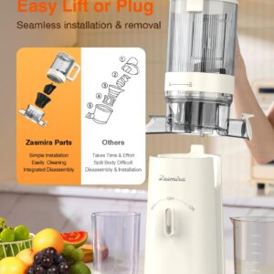 Cold Press Juicer, Updated Masticating Juicer Machines with 5" Feeding Chute Fit Whole Fruits &Vegetables, 99.6% Juice Purity, Streamlined Parts Easier to Clean/1.5L Capacity/2 Cups Included