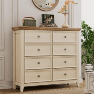 blankspace dresser for bedroom,modern 8 drawer dresser, wood drawer organizer with metal knobs, large capacity wood cabinet for bedroom, hallway