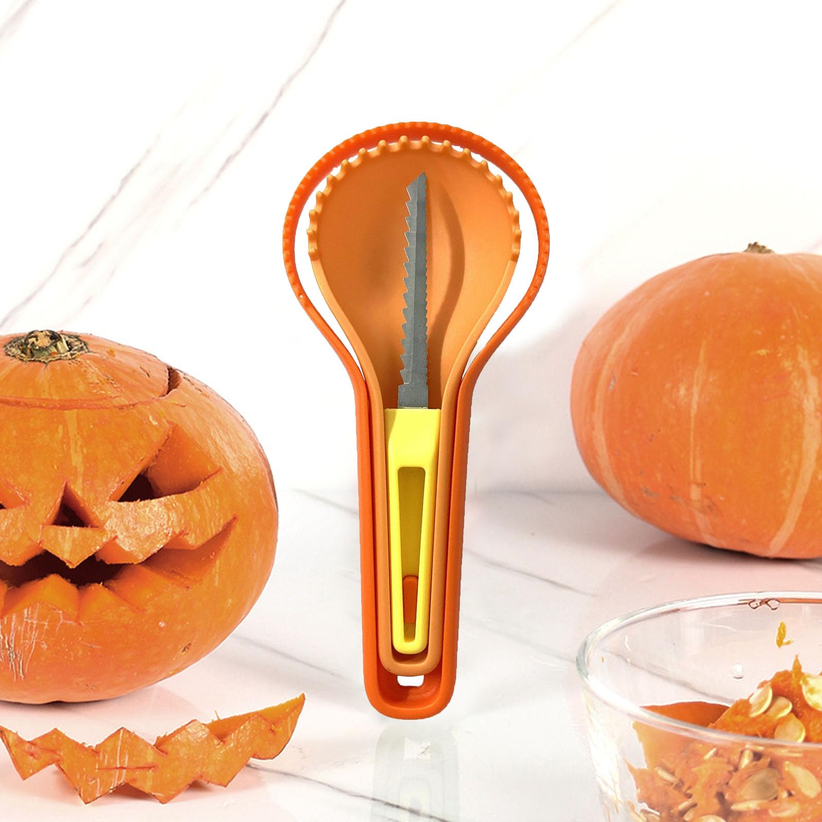 Lulong Pumpkin Carving Kit Tools Halloween, Professional Heavy Duty Carving Set, Stainless Steel Sculpting Tool Carving Knife for Halloween Decoration Jack-O-Lanterns, Gift for Halloween（3PCS