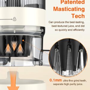 Cold Press Juicer, Updated Masticating Juicer Machines with 5" Feeding Chute Fit Whole Fruits &Vegetables, 99.6% Juice Purity, Streamlined Parts Easier to Clean/1.5L Capacity/2 Cups Included