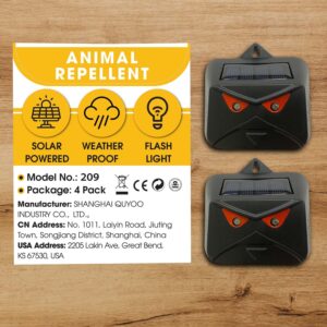 4 Pcs Racoon Repellent Outdoor - Deer Repellent - Predator Eyes Animal Deterrent - Skunk Deterrent - Animal Repellent Outdoor - Solar Animal Repeller - Deer Repellent Devices