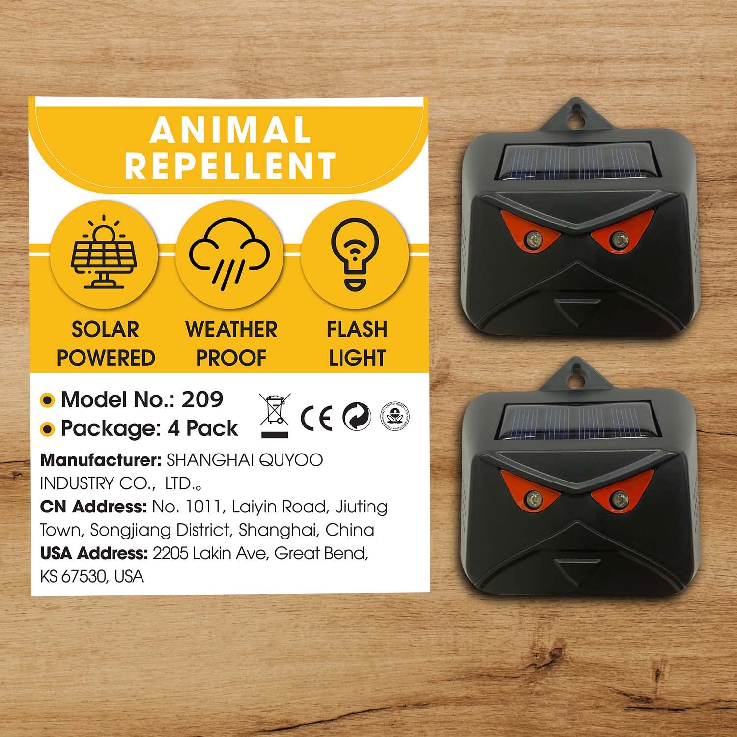 4 Pcs Racoon Repellent Outdoor - Deer Repellent - Predator Eyes Animal Deterrent - Skunk Deterrent - Animal Repellent Outdoor - Solar Animal Repeller - Deer Repellent Devices