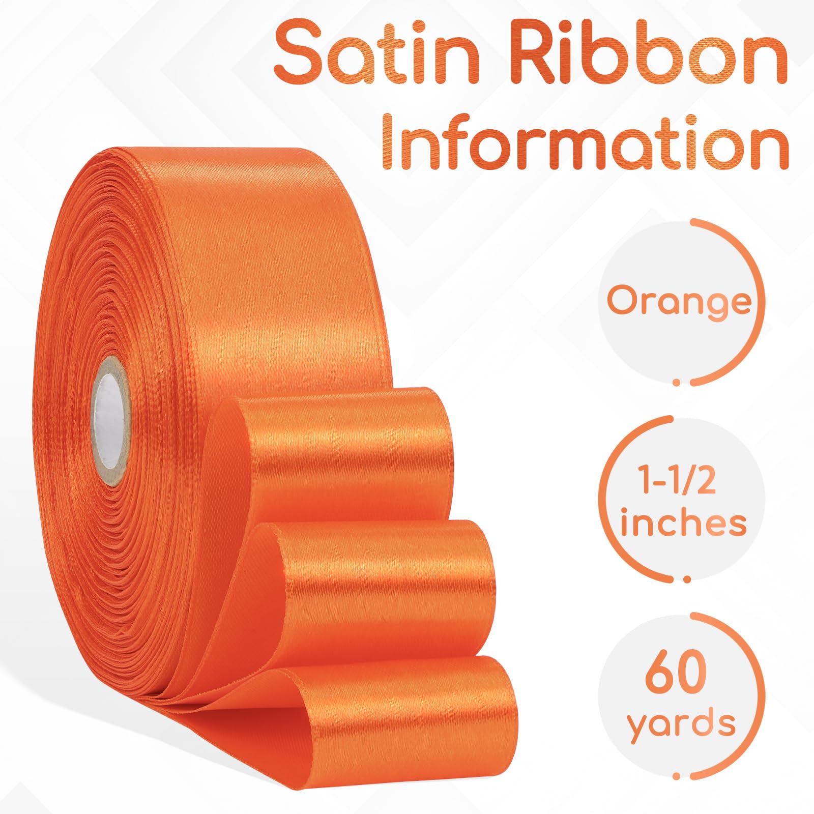 Aoropo Orange Ribbon 1-1/2 Inch x 60 Yards, Orange Satin Ribbon for Gift Wrapping, Flower Bouquet, Baby Shower, Crafts, Birthday, Wedding and Handmade Roses