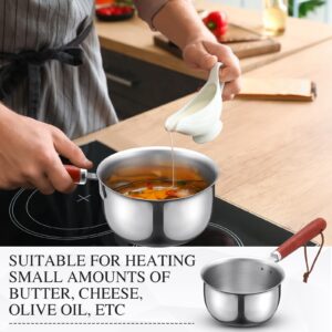 Teenyyou 6 Pcs Mini Saucepan Mini Stainless Steel Soup Pot 10 oz Butter Warmer Pot Mini Milk Warmer Pot with Wooden Handle Small Cooking Pot Sauce Pan Multipurpose Breakfast Soup Coffee Warmer Pot