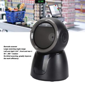 1D 2D QR Barcode Scanner, Omnidirectional HandsFree Automatic USB Barcode Reader Scanner, Cordless Wired Connection, for Banks, Warehouse, Supermarket, Retail Store