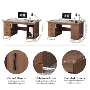 SUZEPER Wood Computer Desk with 3 Drawers,Modern Home Office Desk with Storage,Contemporary Executive Desk with Locking Drawer,Wood Writing Desk,pc Table Workstation(140x60x74.2cm(55x24x29inch), B)