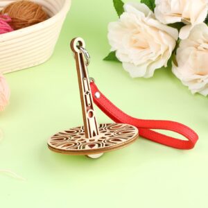 Giantree Portable Wrist Yarn Holder, Wooden Yarn Ball Minder Stand with Leather Wristband Yarn Minder Yarn Storage Yarn Holder for Knitting Crocheting Craft Lover(Red)