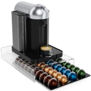 Storage Drawer for Nespresso Vertuo Coffee Pod Holder for Counter Acrylic Coffee Capsule Organizer - 40 Pods