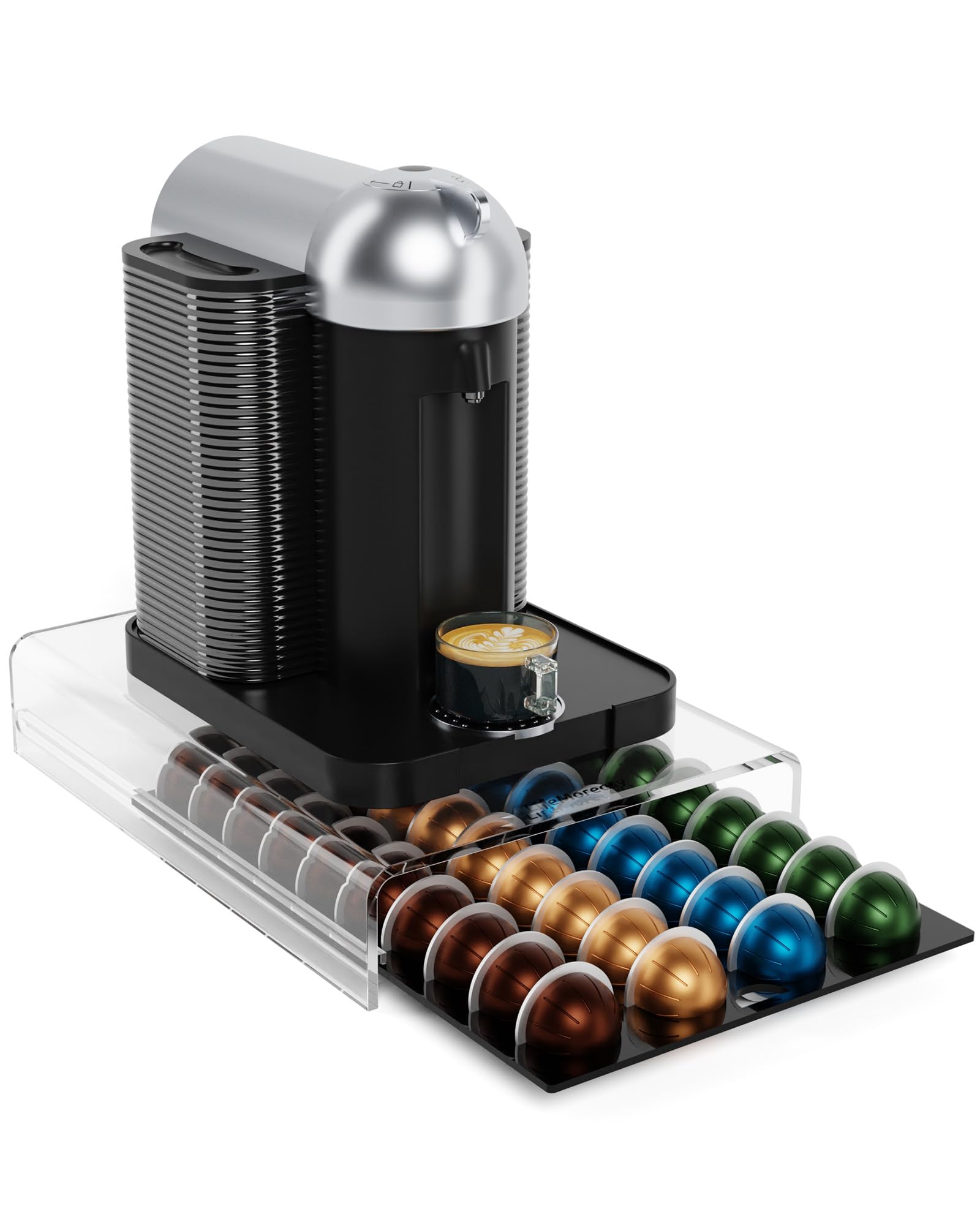 Storage Drawer for Nespresso Vertuo Coffee Pod Holder for Counter Acrylic Coffee Capsule Organizer - 40 Pods