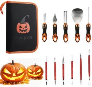 yaiba halloween pumpkin carving kit professional heavy duty carving set stainless steel double-side sculpting tool carver knife for halloween