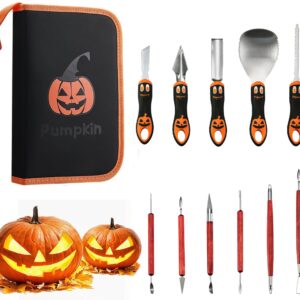 YAIBA Halloween Pumpkin Carving Kit Professional Heavy Duty Carving Set Stainless Steel Double-Side Sculpting Tool Carver Knife for Halloween