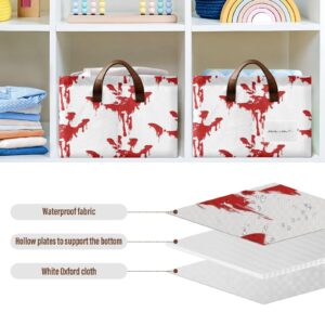 Exnundod Bloody Handprint Horror Storage Bins Spooky Halloween Stroage Basket with Metal Frames Collapsible Storage Bin with Handles Organizing Closet Blanket Toys, 1PC