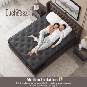 Duchessz King Mattress, 12 Inch Hybrid Mattress Black with Gel Memory Foam and Individually Pocket Innerspring Euro Top Mattress Medium Firm for Motion Isolation, Edge Support, 100 Night Trial