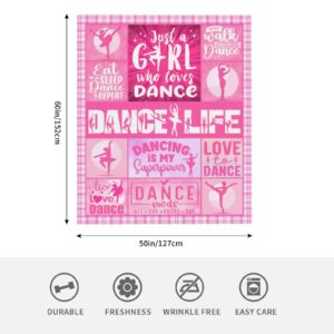 Dance Gifts for Girls Throw Blanket 60" x 50", Dancer Gifts for Teen Girls, Ballet Gifts for Girls, Dance Recital Gifts for Girls, Best Gifts for Dancers Girls Teens/Ballerina/Dancers/Dance Team