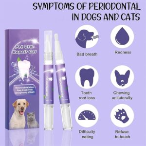 Pet Oral Repair Gel, Pet Oral Repair Gel for Dogs, Pet Oral Restoration Gel, Pet Teeth Whitening Pen, Targets Tartars, Without Brushing, Pet Breath Freshener Gel Care Cleaner (3 Pcs)