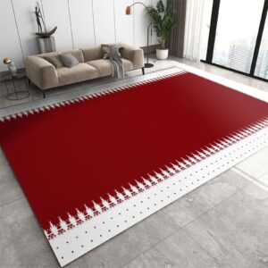 christmas festive decor red 3x5 area rug, red and white geometric washable carpet, soft non-slip foldable hardwearing mat for living room bedroom entryway hallway porch apartment