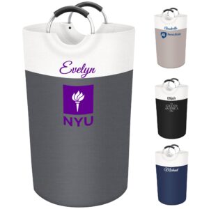 personalized laundry basket, customized bulk laundry hamper, collapsible laundry baskets for college, promotional laundry basket with logo, waterproof xl laundry bag with handles for hotels 90l-grey