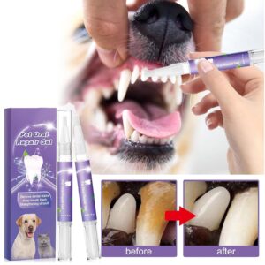 Pet Oral Repair Gel, Pet Oral Repair Gel for Dogs, Pet Oral Restoration Gel, Pet Teeth Whitening Pen, Targets Tartars, Without Brushing, Pet Breath Freshener Gel Care Cleaner (3 Pcs)