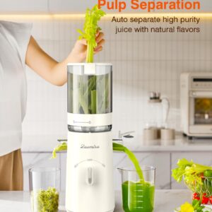 Cold Press Juicer, Updated Masticating Juicer Machines with 5" Feeding Chute Fit Whole Fruits &Vegetables, 99.6% Juice Purity, Streamlined Parts Easier to Clean/1.5L Capacity/2 Cups Included