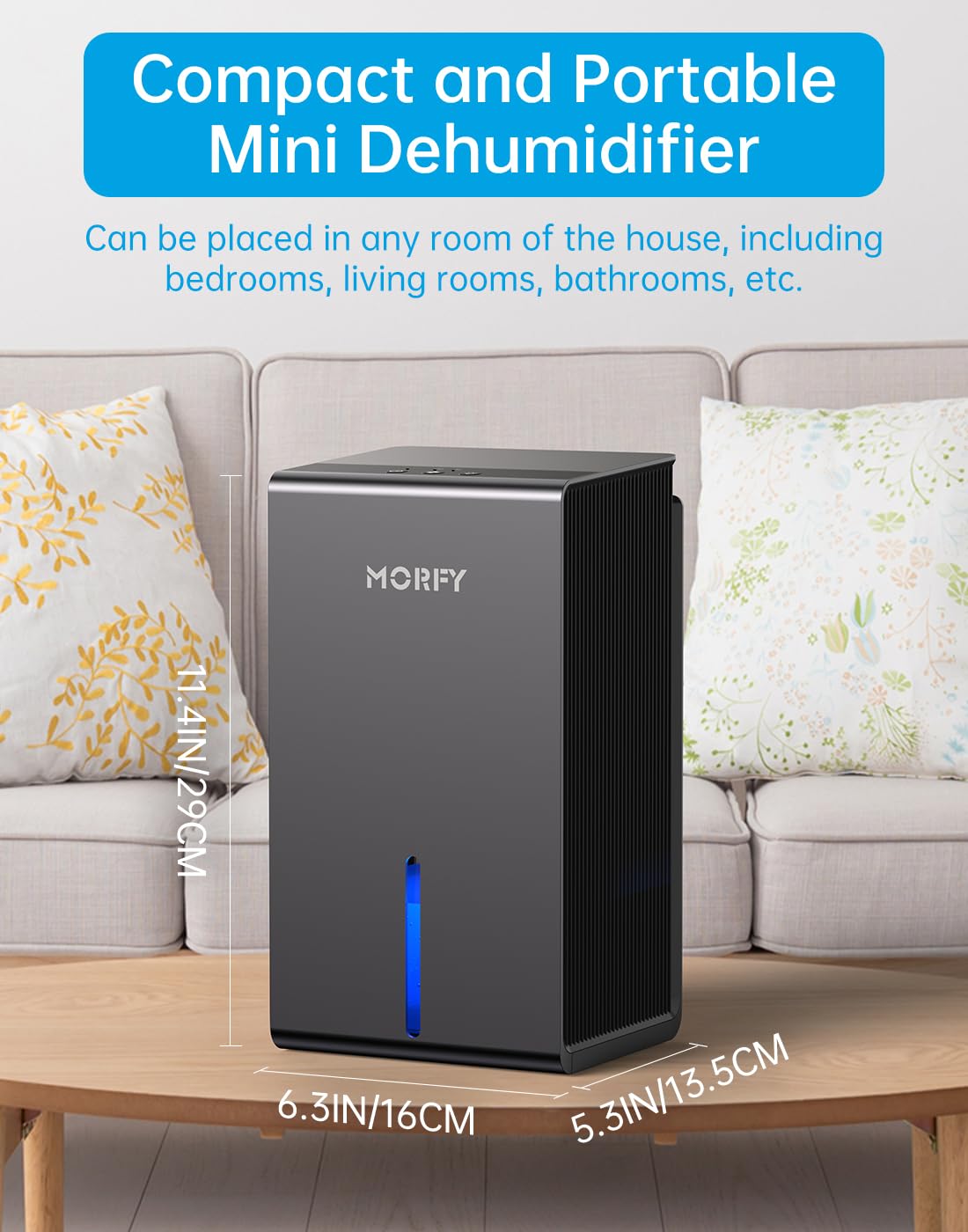 Dehumidifier, MORFY 52OZ Small Dehumidifier for Bedroom Bathroom RV with Auto Shut Off, Portable Quiet Dehumidifiers for Room Home Closet Laundry Room