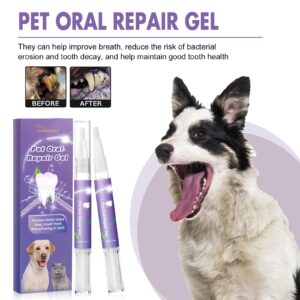 Pet Oral Repair Gel, Pet Oral Repair Gel for Dogs, Pet Oral Restoration Whitening Gel, Pet Teeth Whitening Pen, Pet Breath Freshener Gel for Dogs, Targets Tartars-Without Brushing (6PCS)