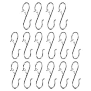 harfington 16pcs s hooks 3.5 inch s-shaped metal hook hanger with safety buckle for hanging plants clothes pots and pans kitchen utensil bags, silver