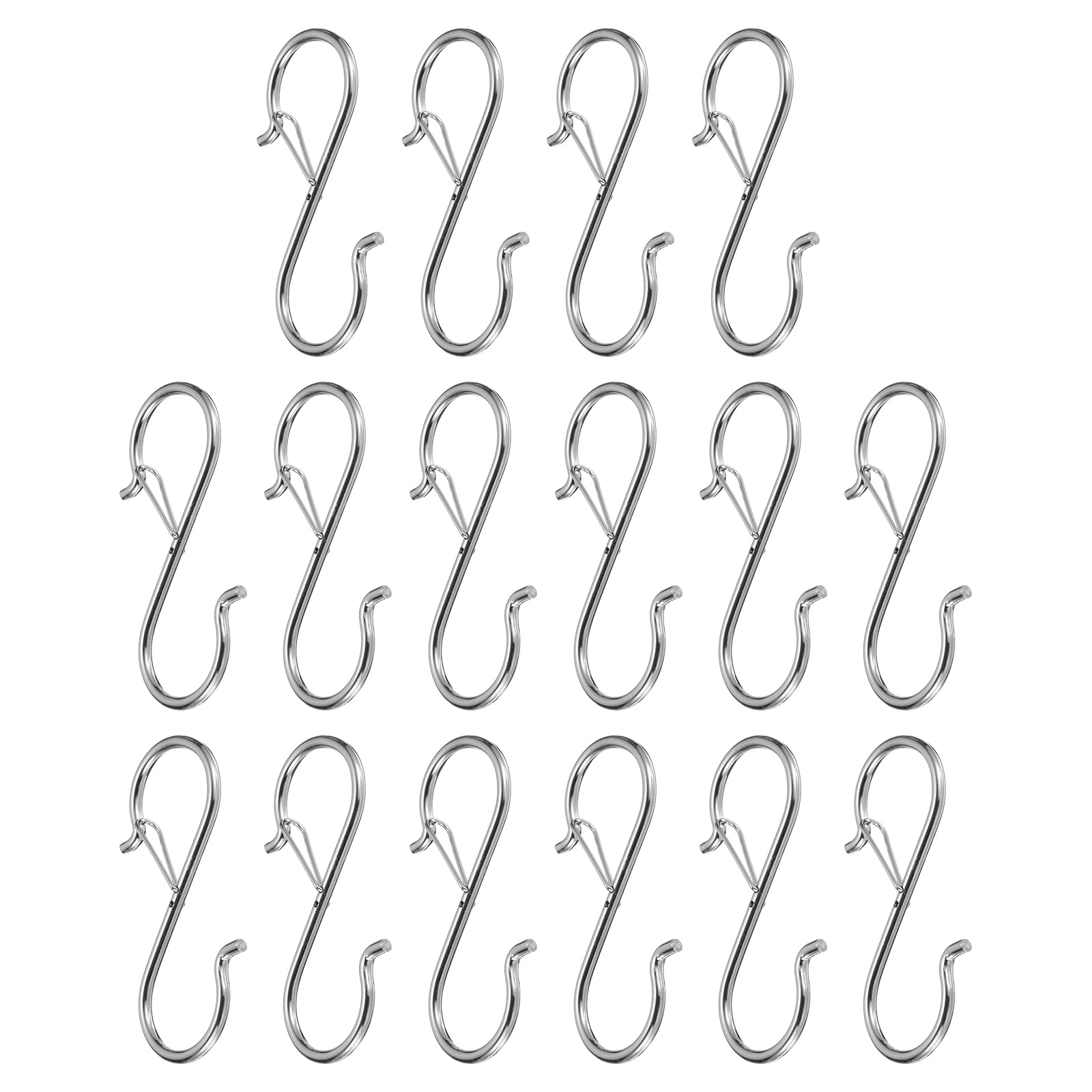 HARFINGTON 16pcs S Hooks 3.5 Inch S-Shaped Metal Hook Hanger with Safety Buckle for Hanging Plants Clothes Pots and Pans Kitchen Utensil Bags, Silver